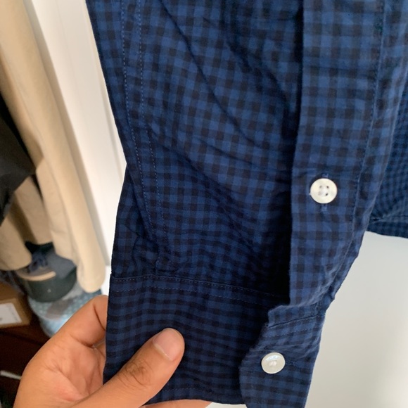 J. Crew Blue/Black Checkered Button Up - Picture 3 of 4